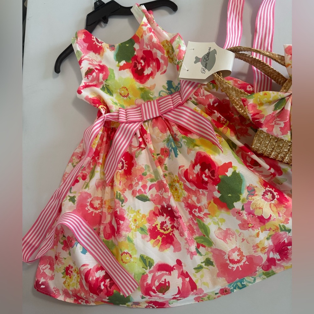 Rare Editions Floral Sleeveless Dress with Basket